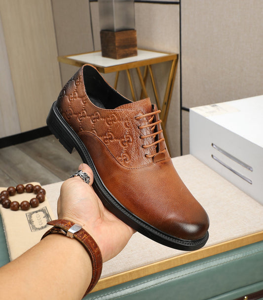 Gucci Embossed Brown Leather Oxford