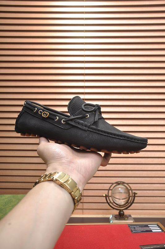 Gucci Black Leather Driving Loafers