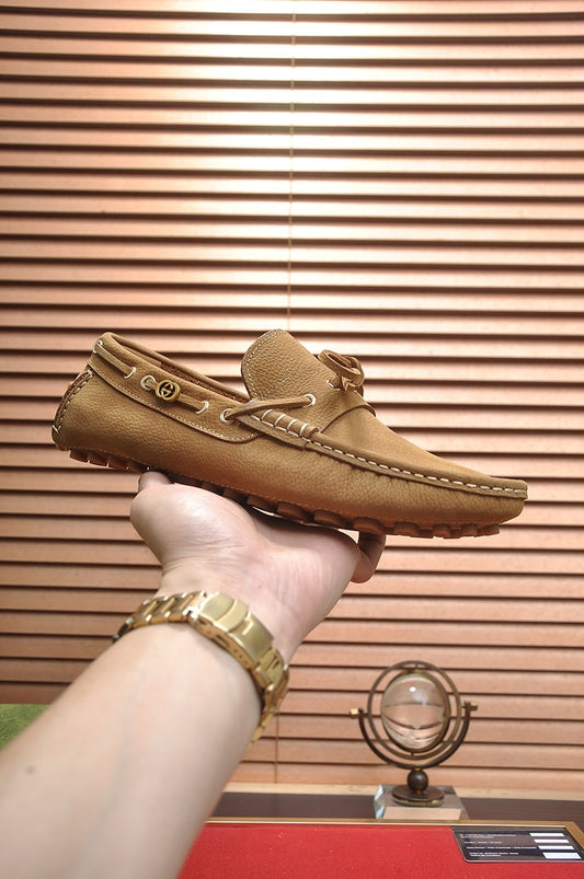 Gucci Beige Leather Driving Loafers