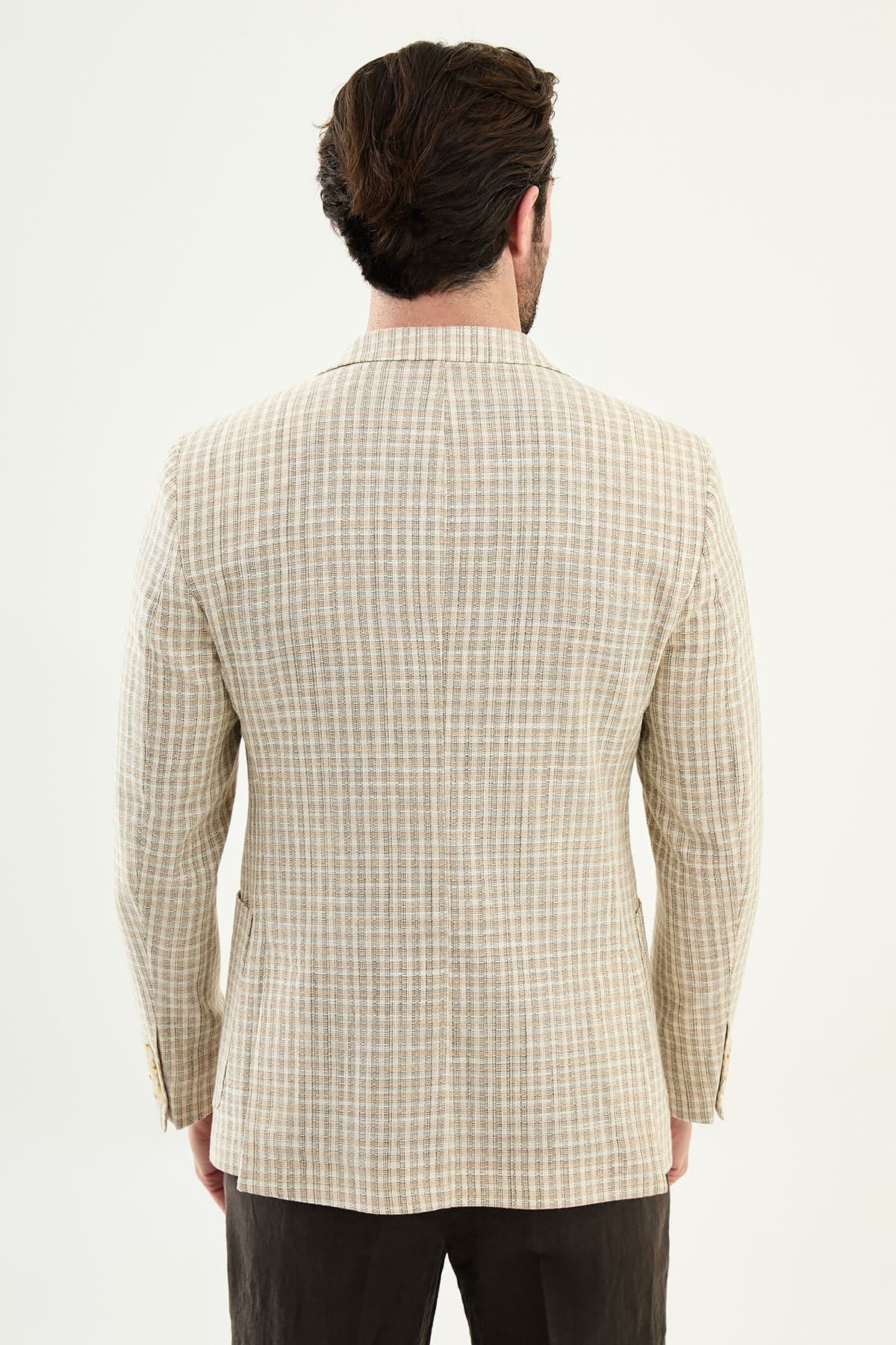 Khaki Slim Fit Plaid Blazer — Summer Weddings