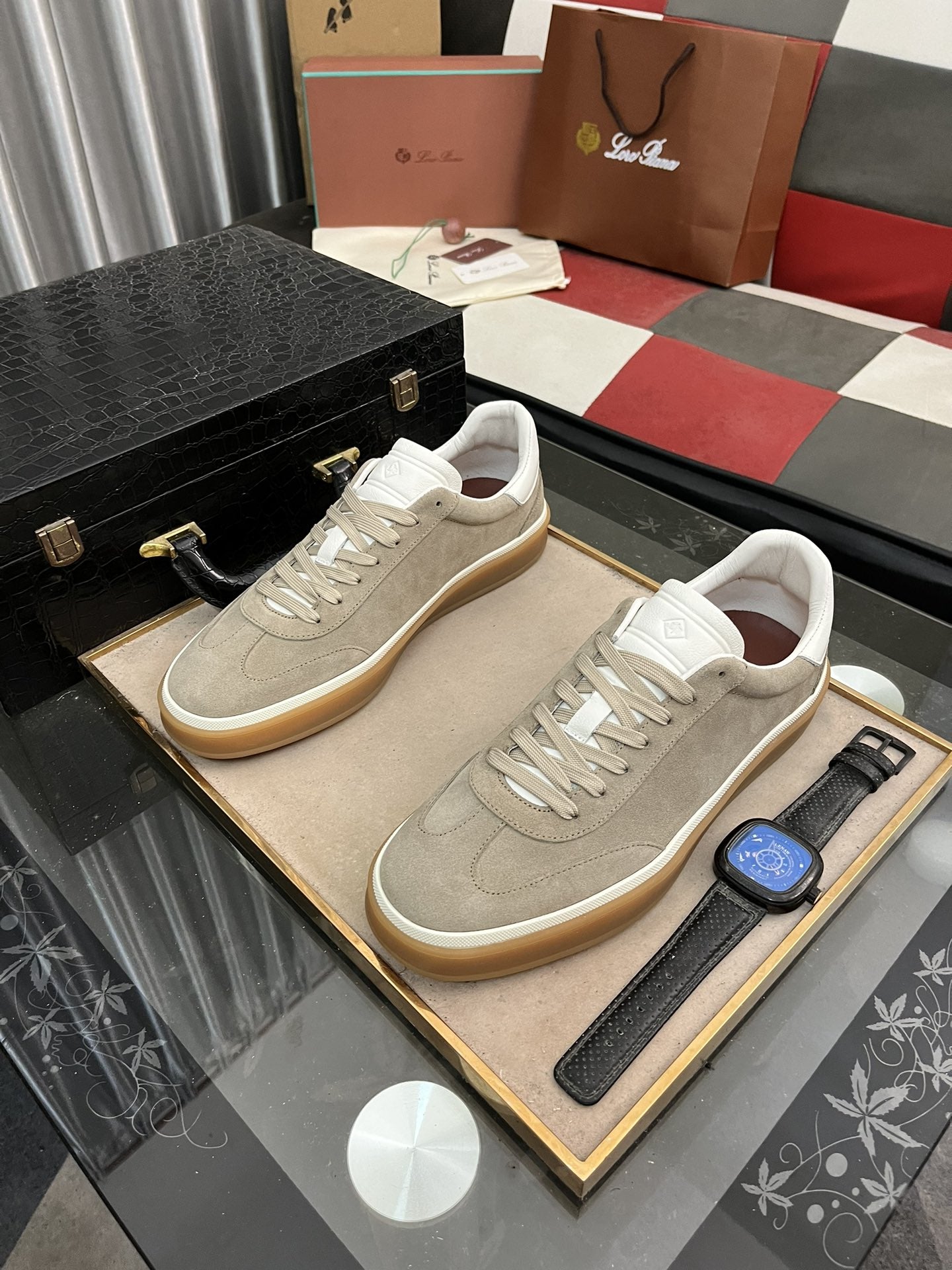 Loro Piana Beige Tennis Walk Sneakers