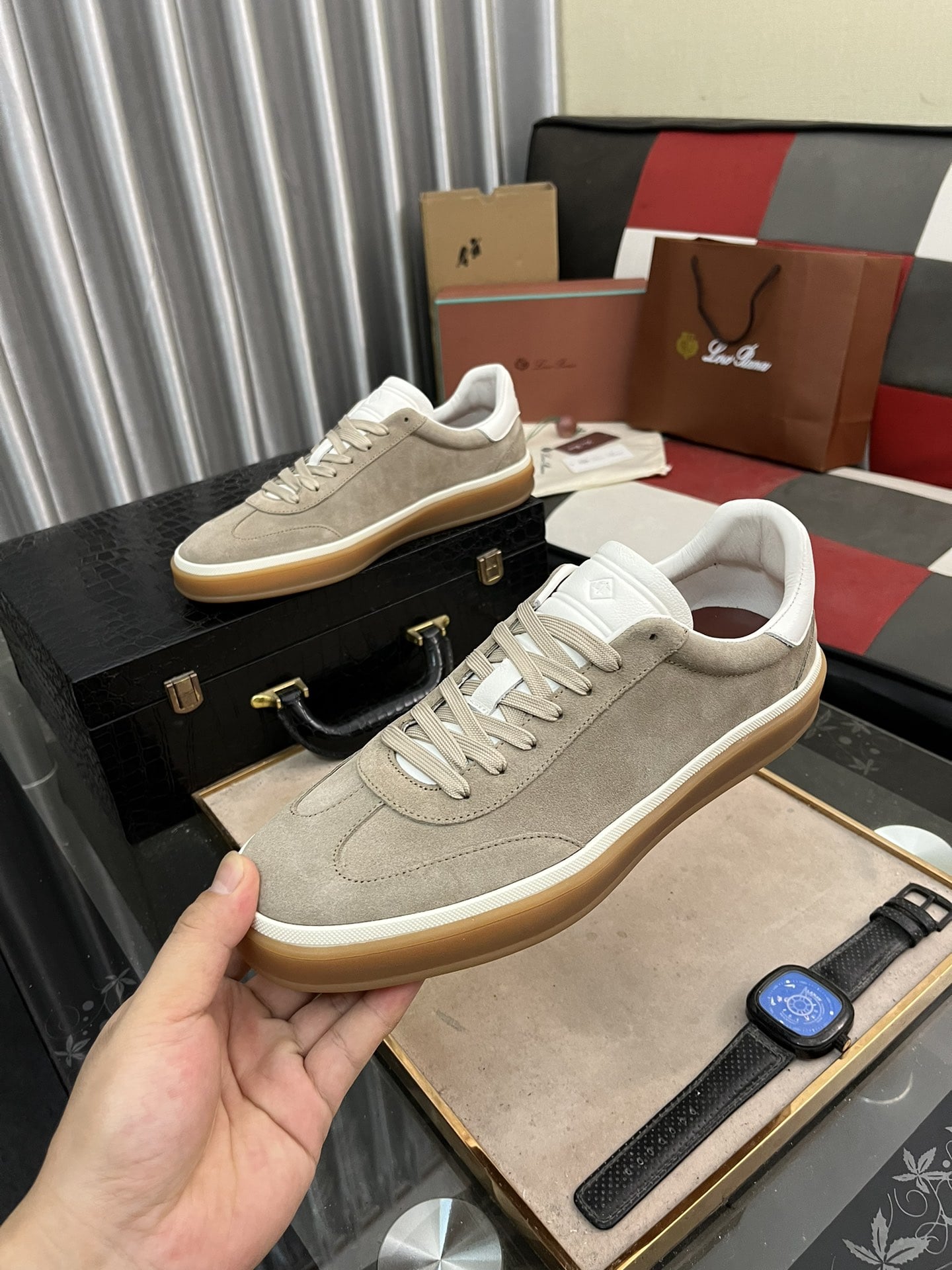 Loro Piana Beige Tennis Walk Sneakers