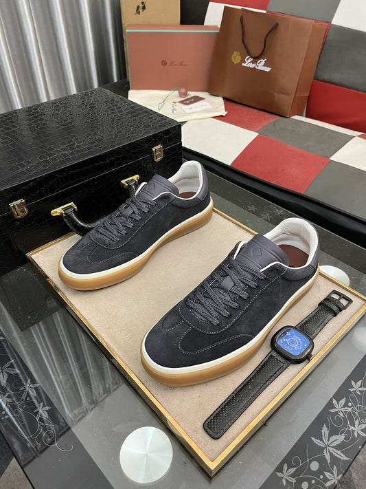 Loro Piana Inspired Black Tennis Walk Sneakers