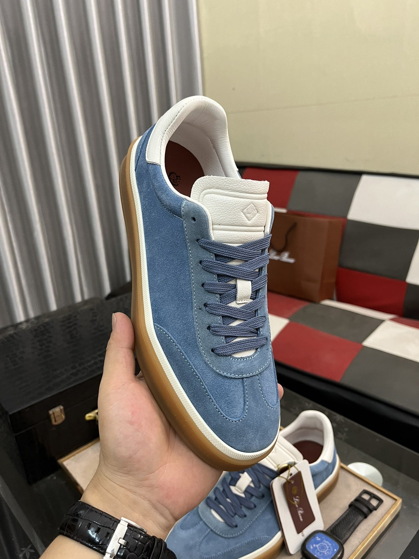 Loro Piana Blue Tennis Walk Sneakers