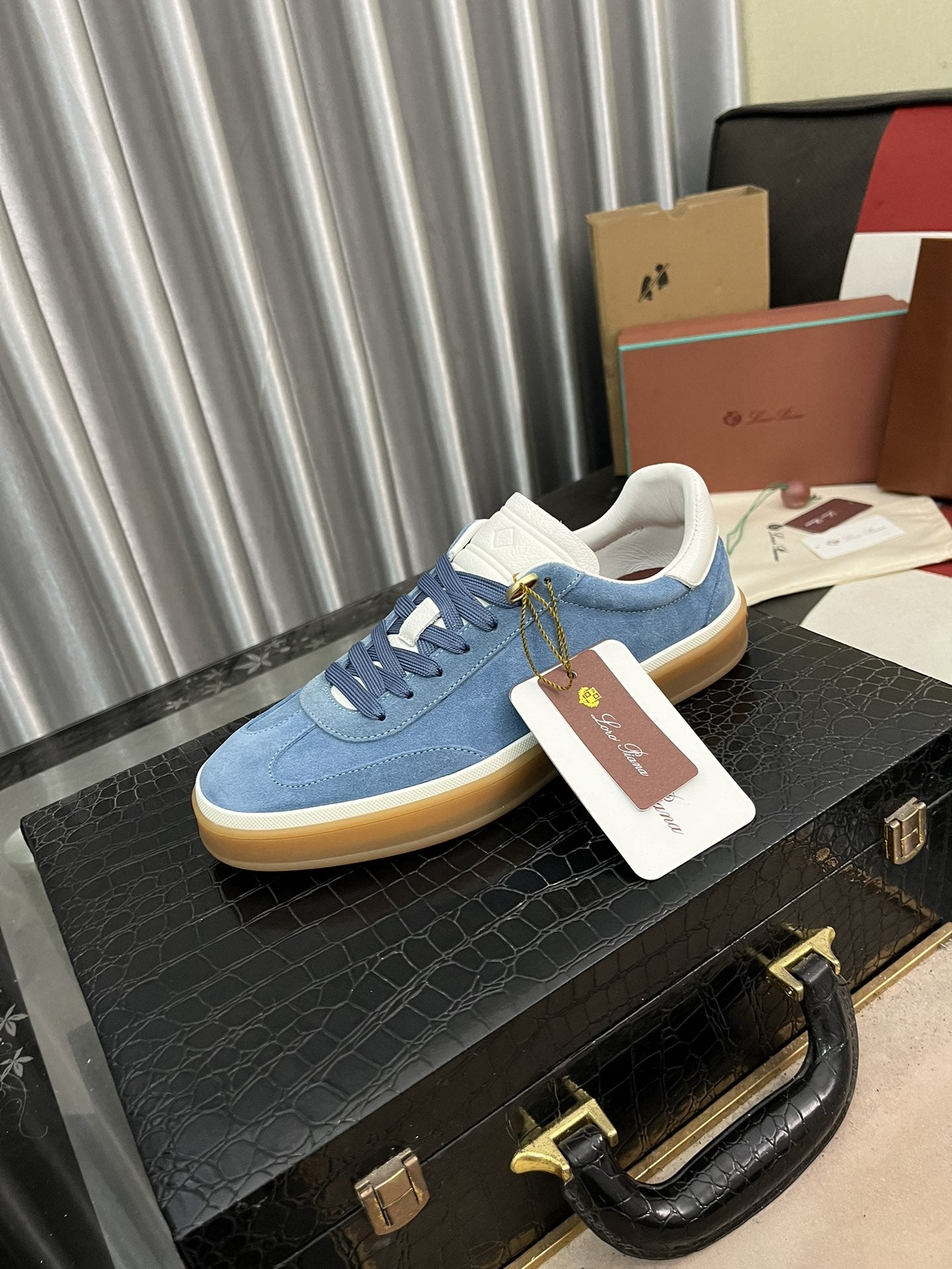 Loro Piana Blue Tennis Walk Sneakers