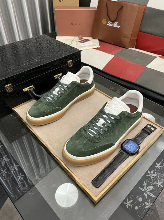 Loro Piana Green Suede Tennis Walk Sneakers