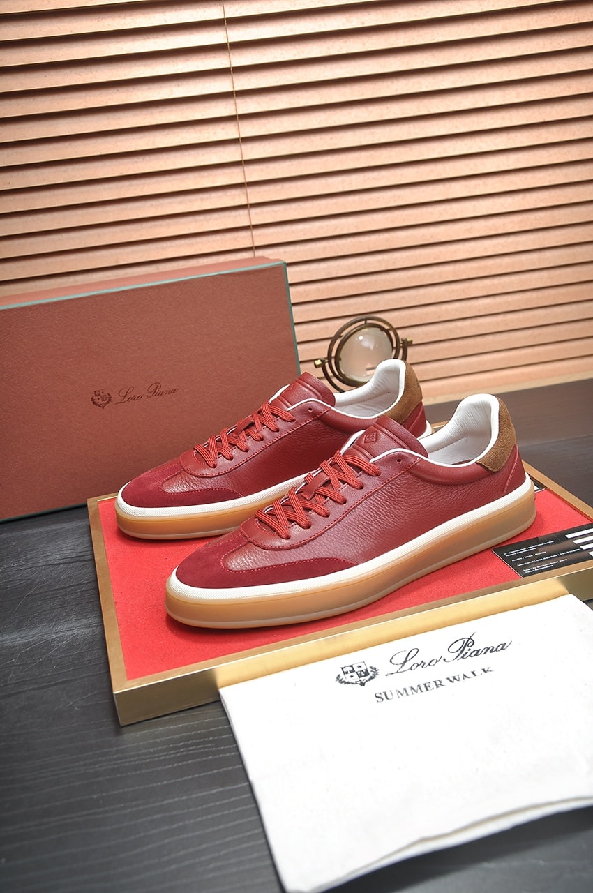 Loro Piana Red Tennis Walk Sneakers