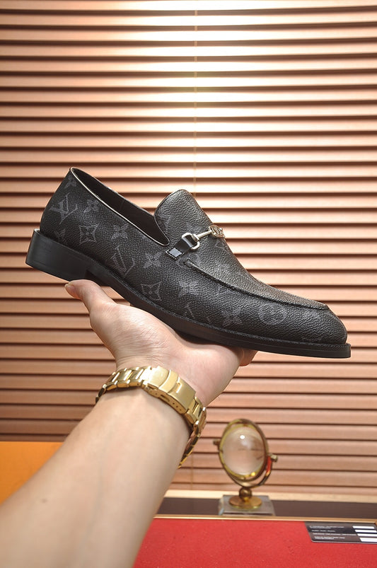 Louis Vuitton  Monogram Black Horsebit Loafers