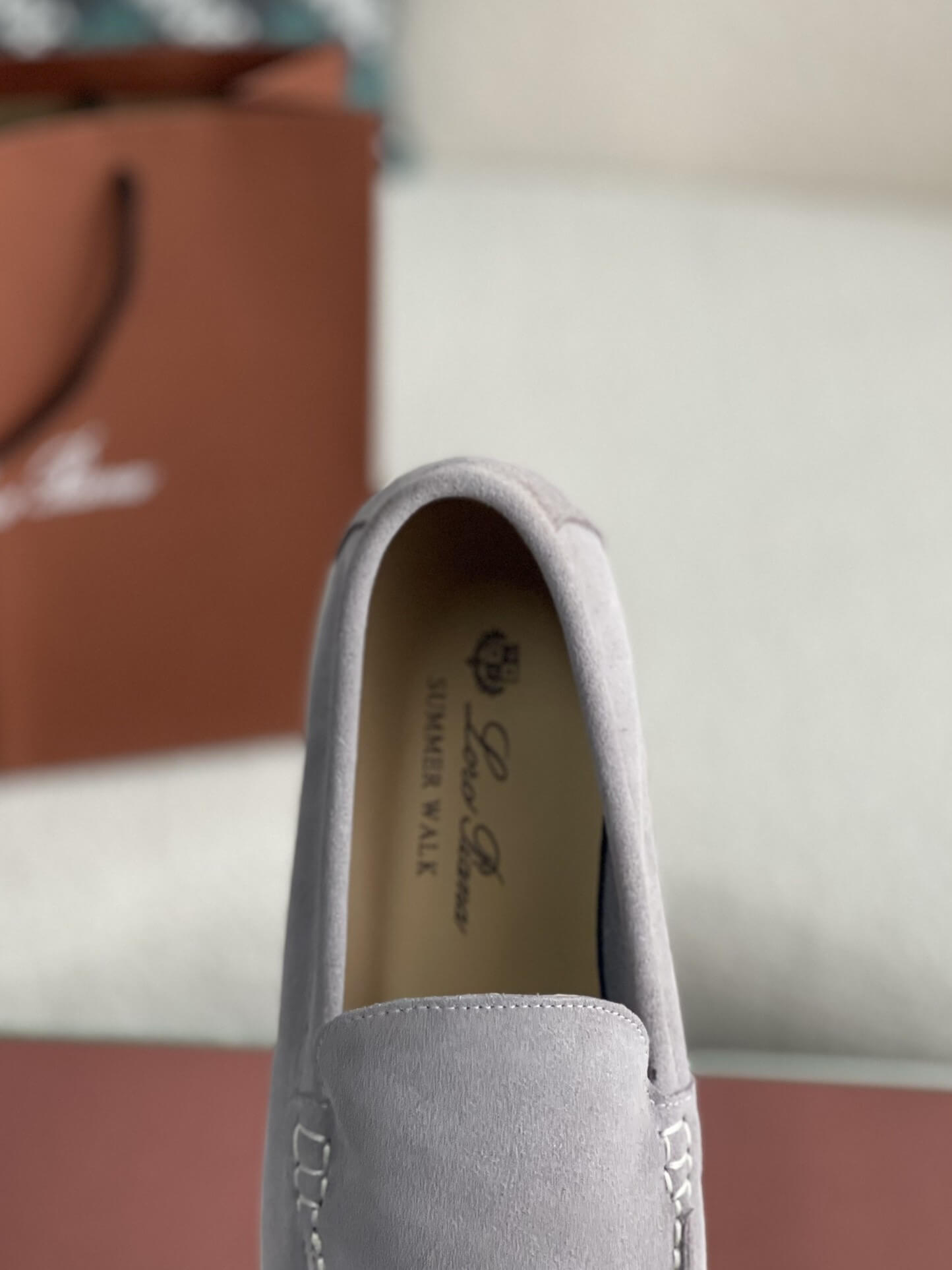 Loro Piana Light Gray Summer Walk Loafers