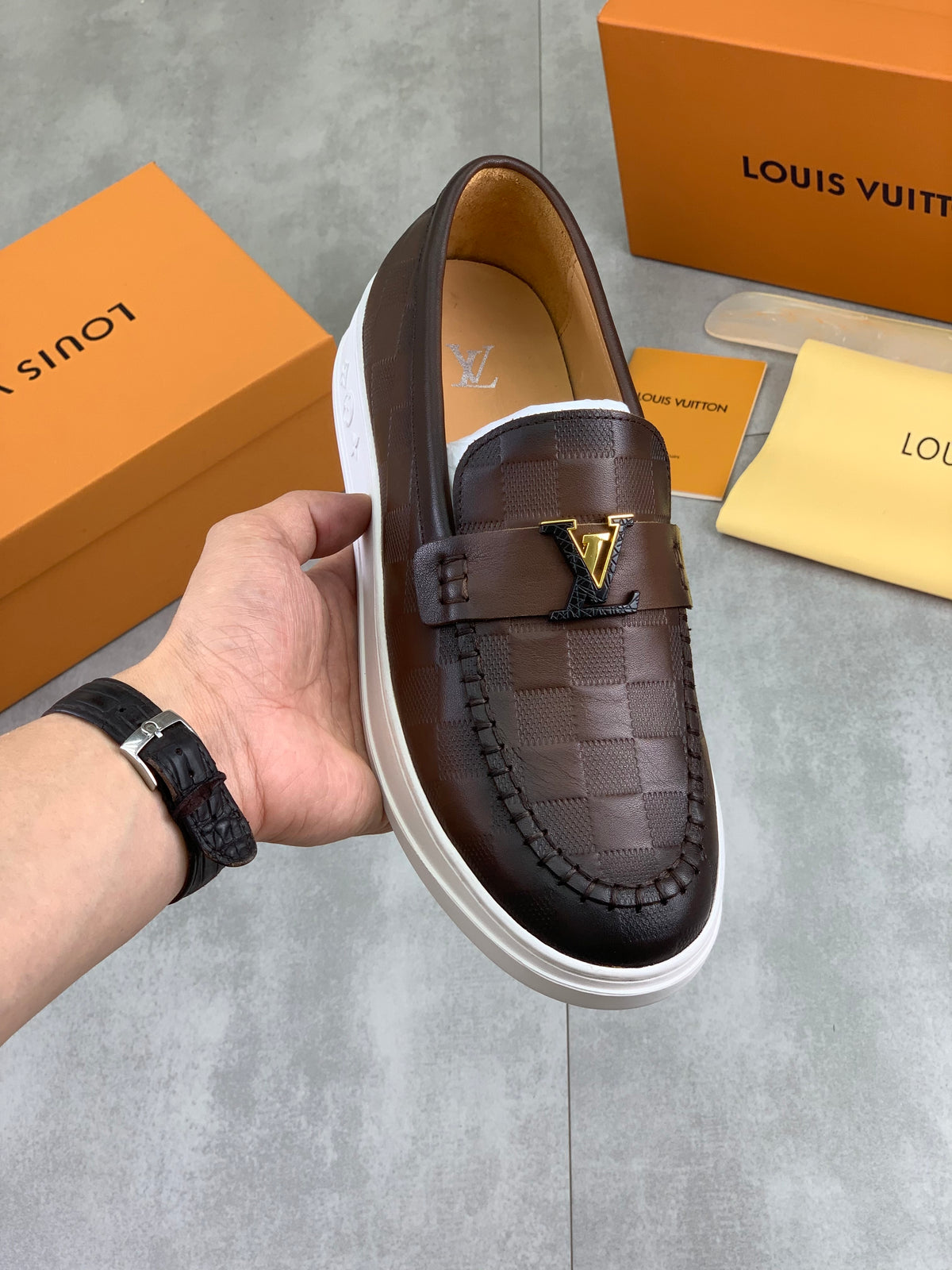 Louis Vuitton LV Resort Brown Damier Leather Loafer