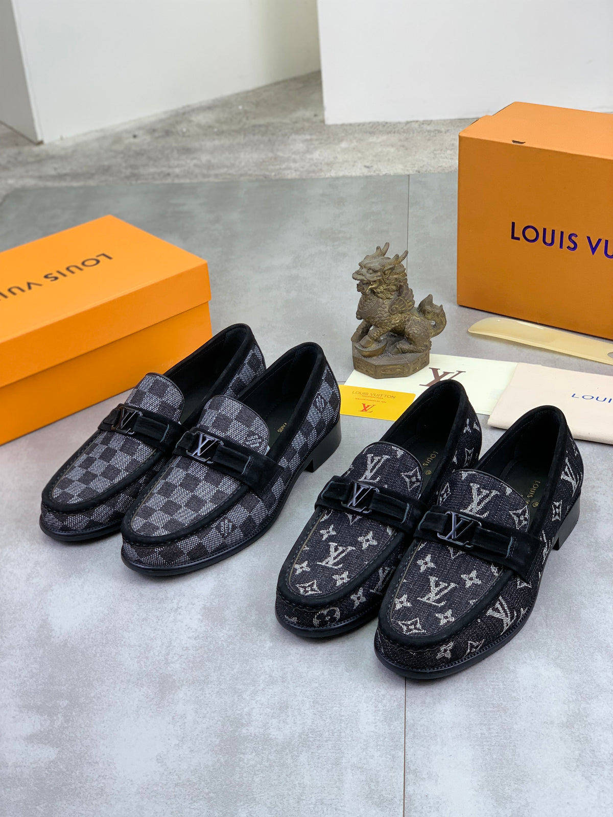 Louis Vuitton Major Black Damier Denim Loafer