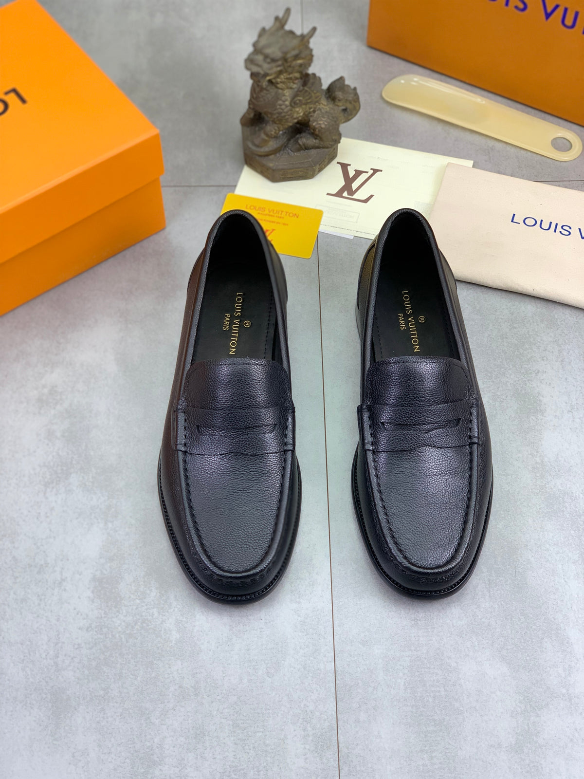 Louis Vuitton Major Black Grained Leather Loafer
