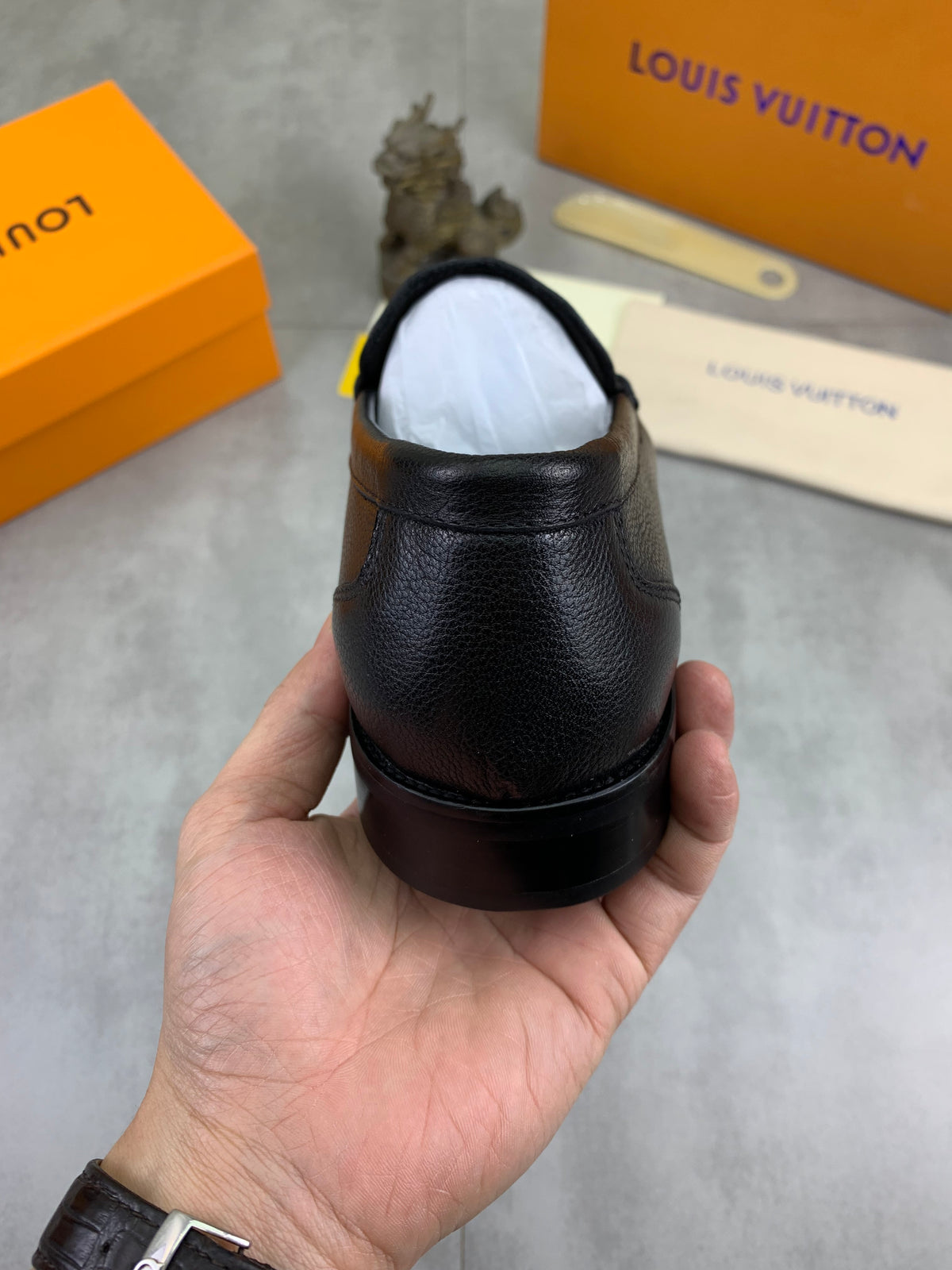 Louis Vuitton Major Black Grained Leather Loafer