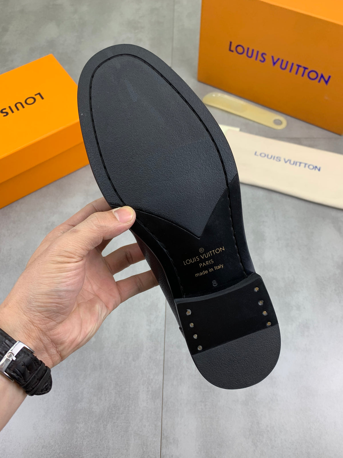 Louis Vuitton Major Black Grained Leather Loafer