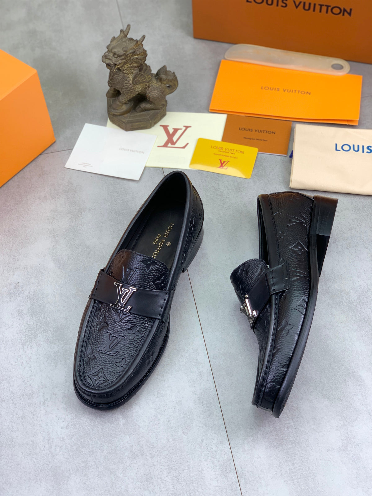 Louis Vuitton Major Black Leather Loafers