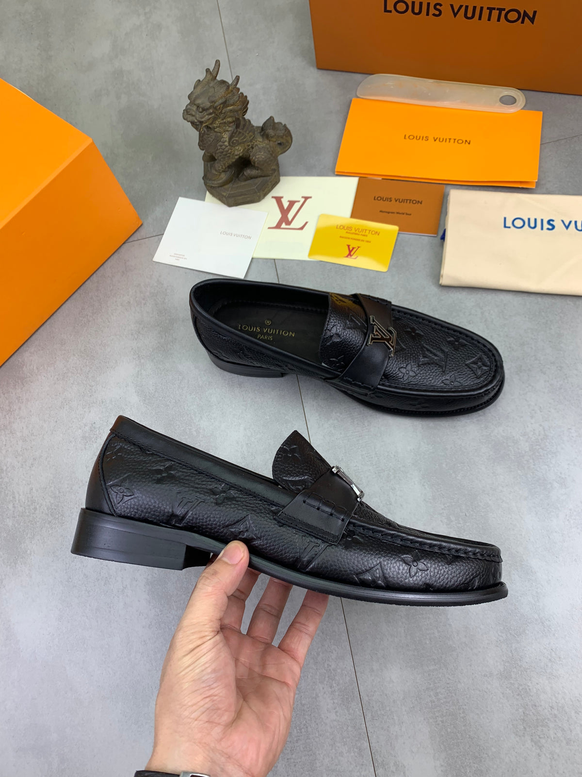 Louis Vuitton Major Black Leather Loafers