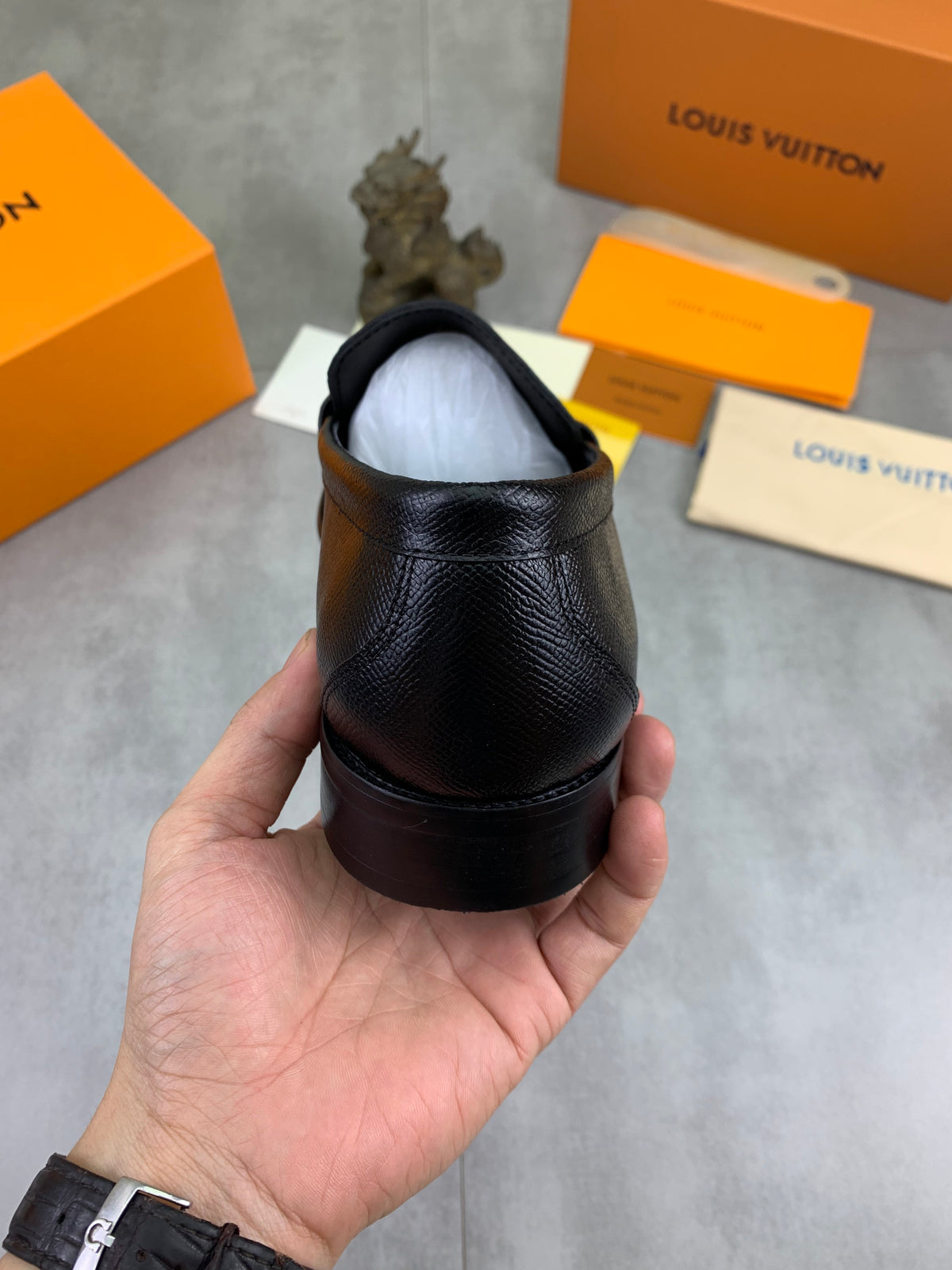 Louis Vuitton Major Black Taiga Leather Loafers