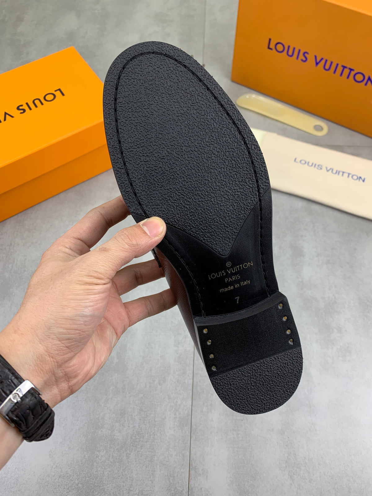Louis Vuitton Major Brown Grained Leather Loafer