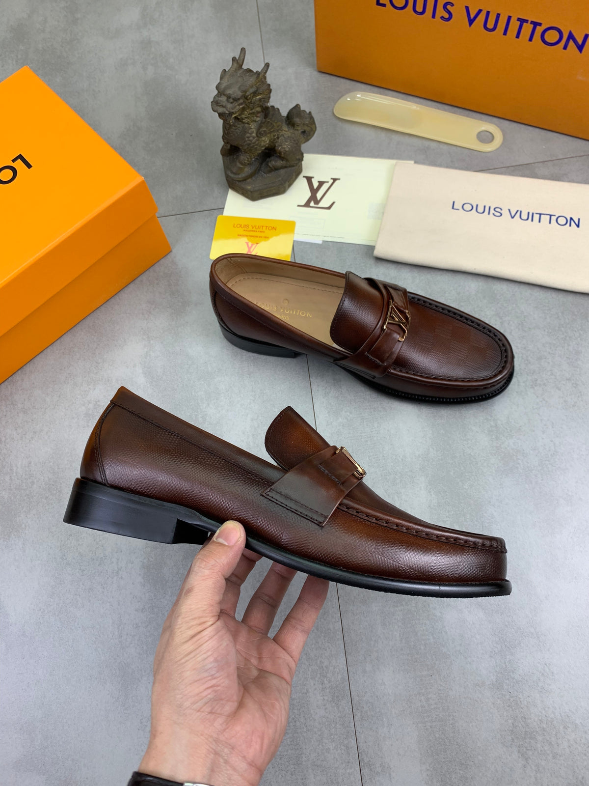 Louis Vuitton Major Brown Grained Leather Loafer