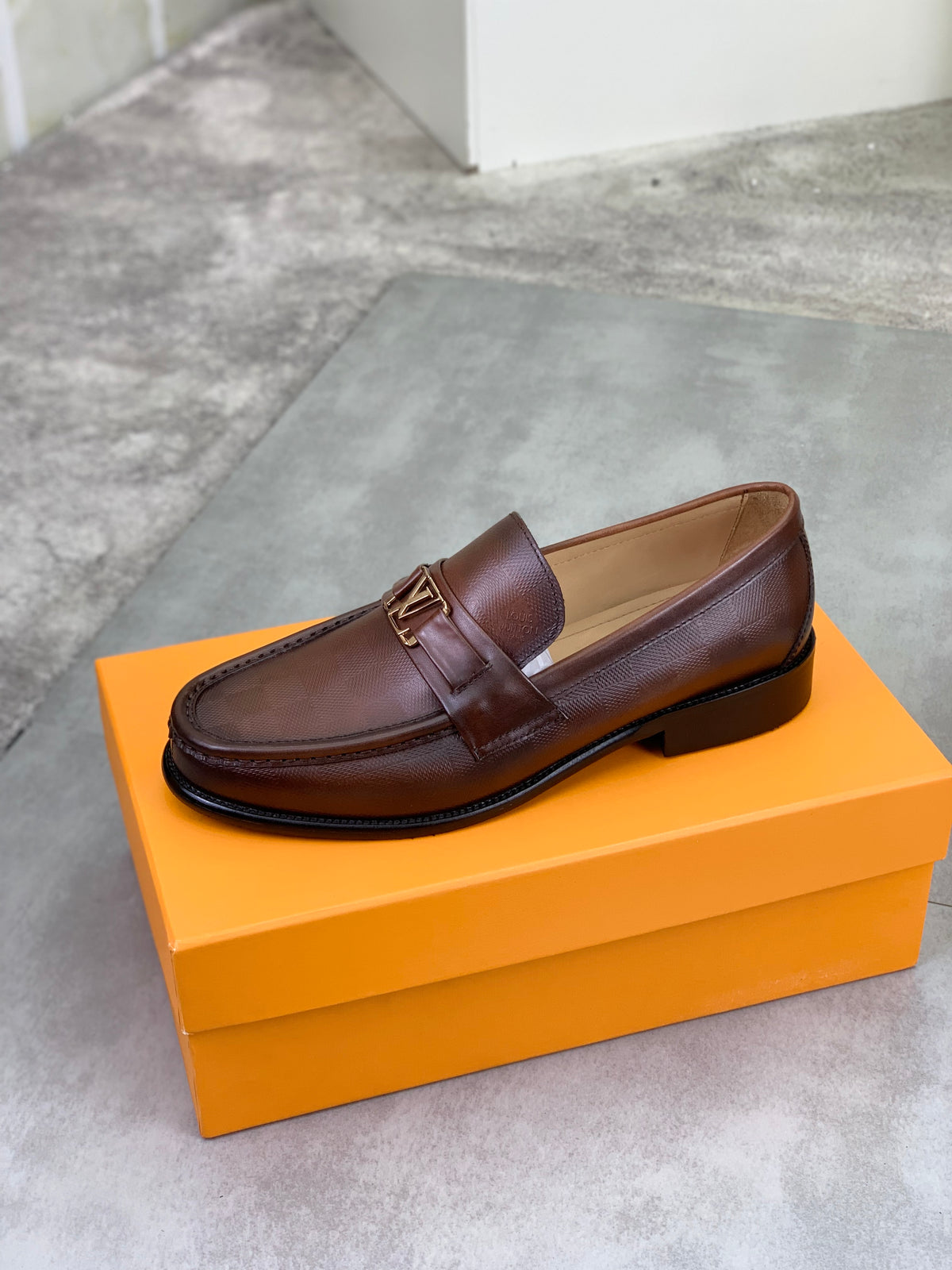 Louis Vuitton Major Brown Grained Leather Loafer