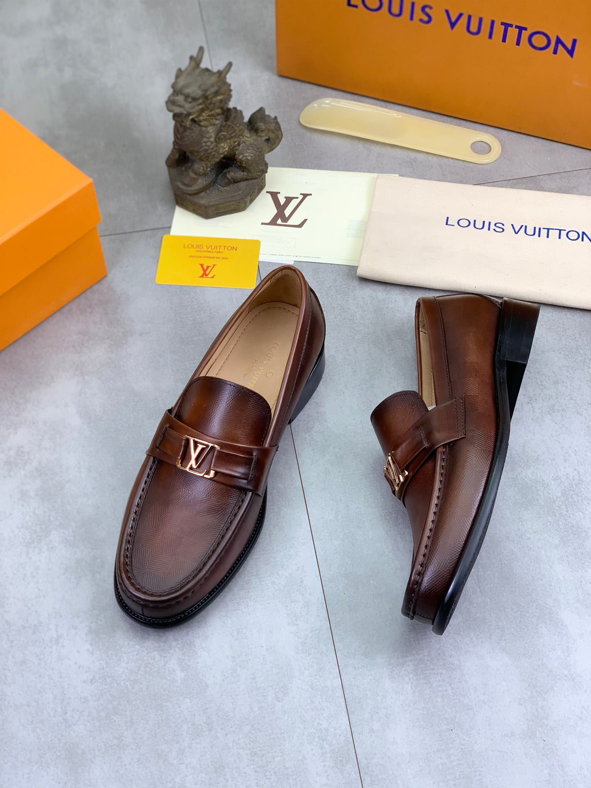 Louis Vuitton Major Brown Grained Leather Loafer