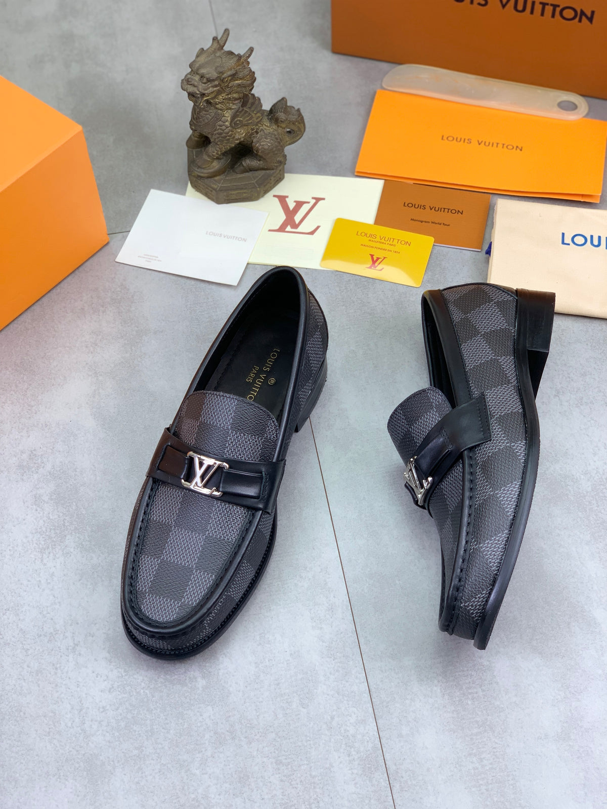 Louis Vuitton Major Loafer in Graphite Damier Canvas