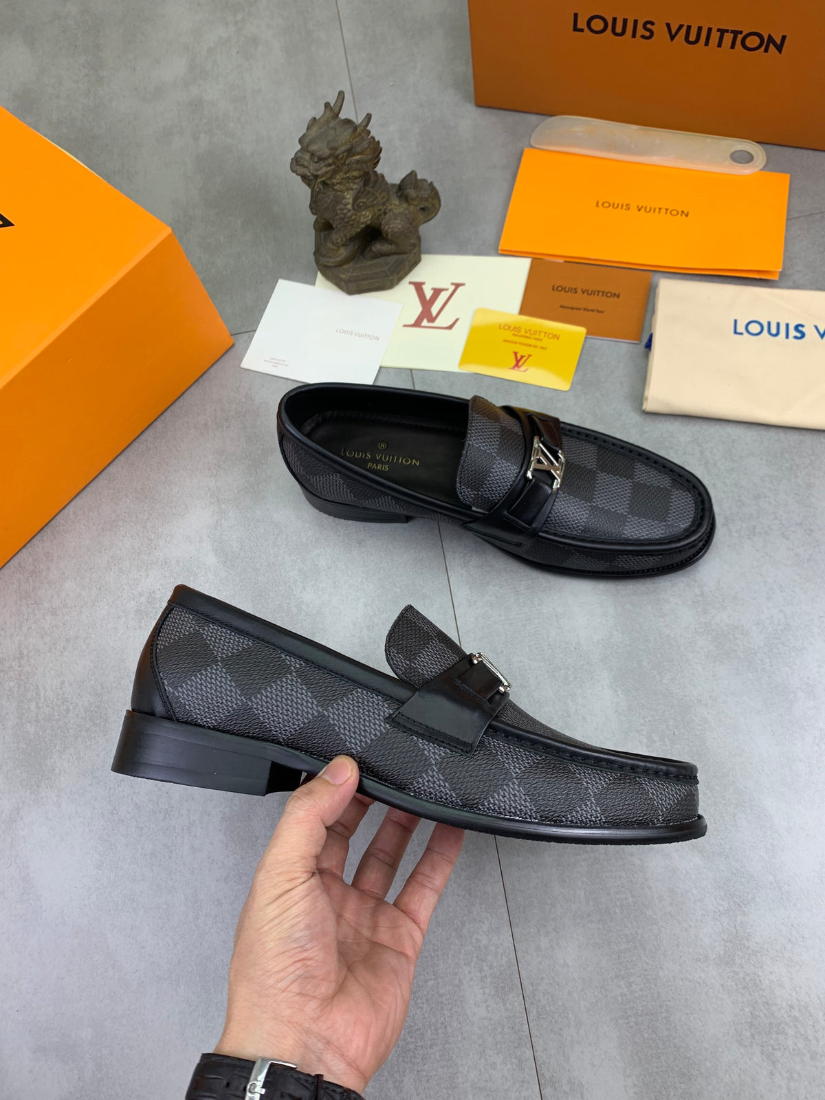 Louis Vuitton Major Loafer in Graphite Damier Canvas