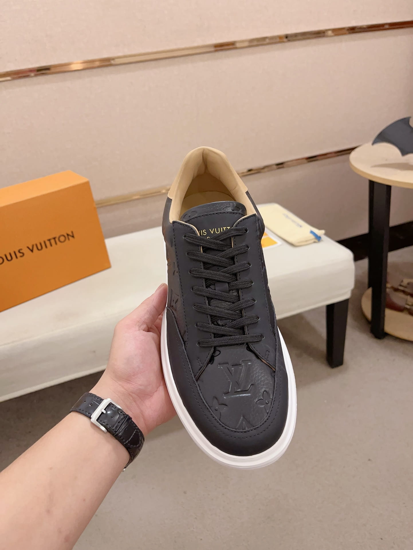 Louis Vuitton Beverly Hills Black & Tan Monogram Sneakers
