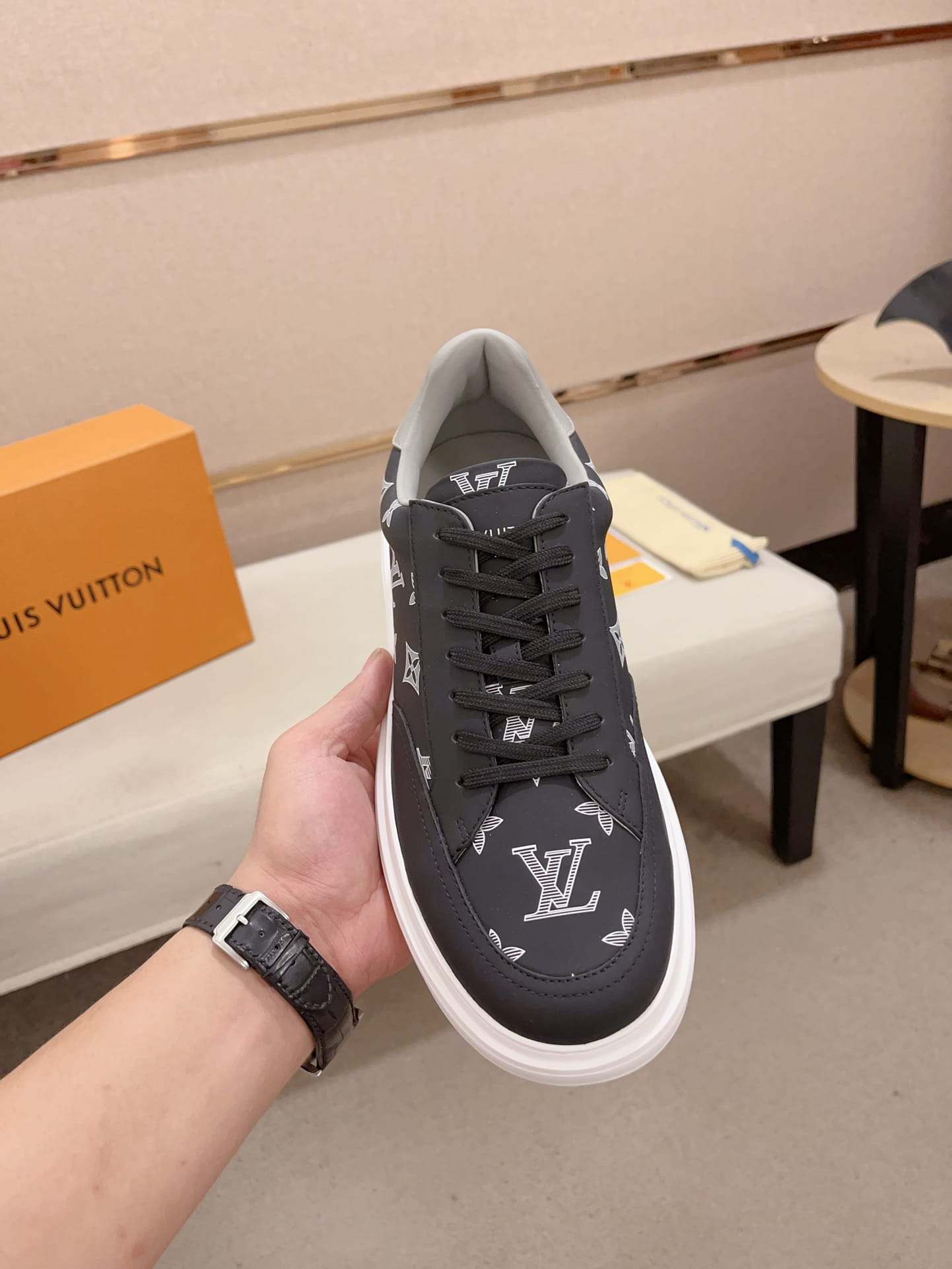 Louis Vuitton Beverly Hills Black & White Monogram Sneakers