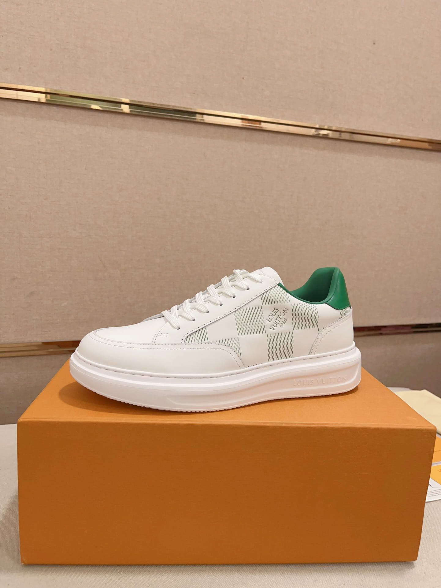 Louis Vuitton Beverly Hills White & Green Damier Sneakers