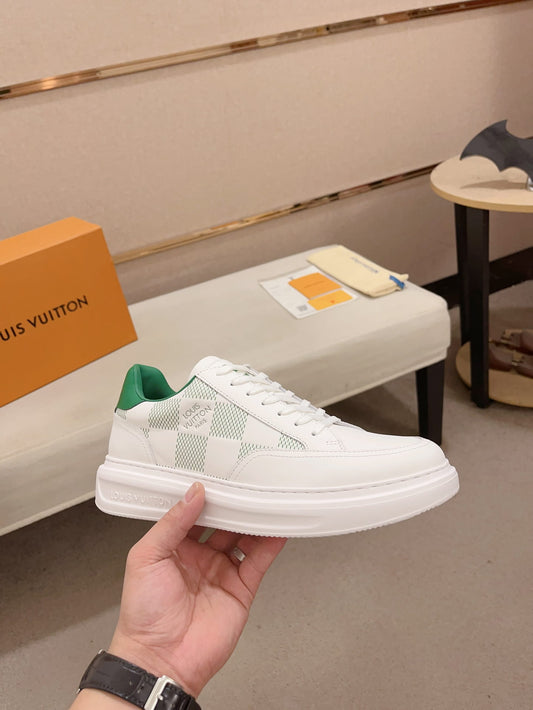 Louis Vuitton Beverly Hills White & Green Damier Sneakers