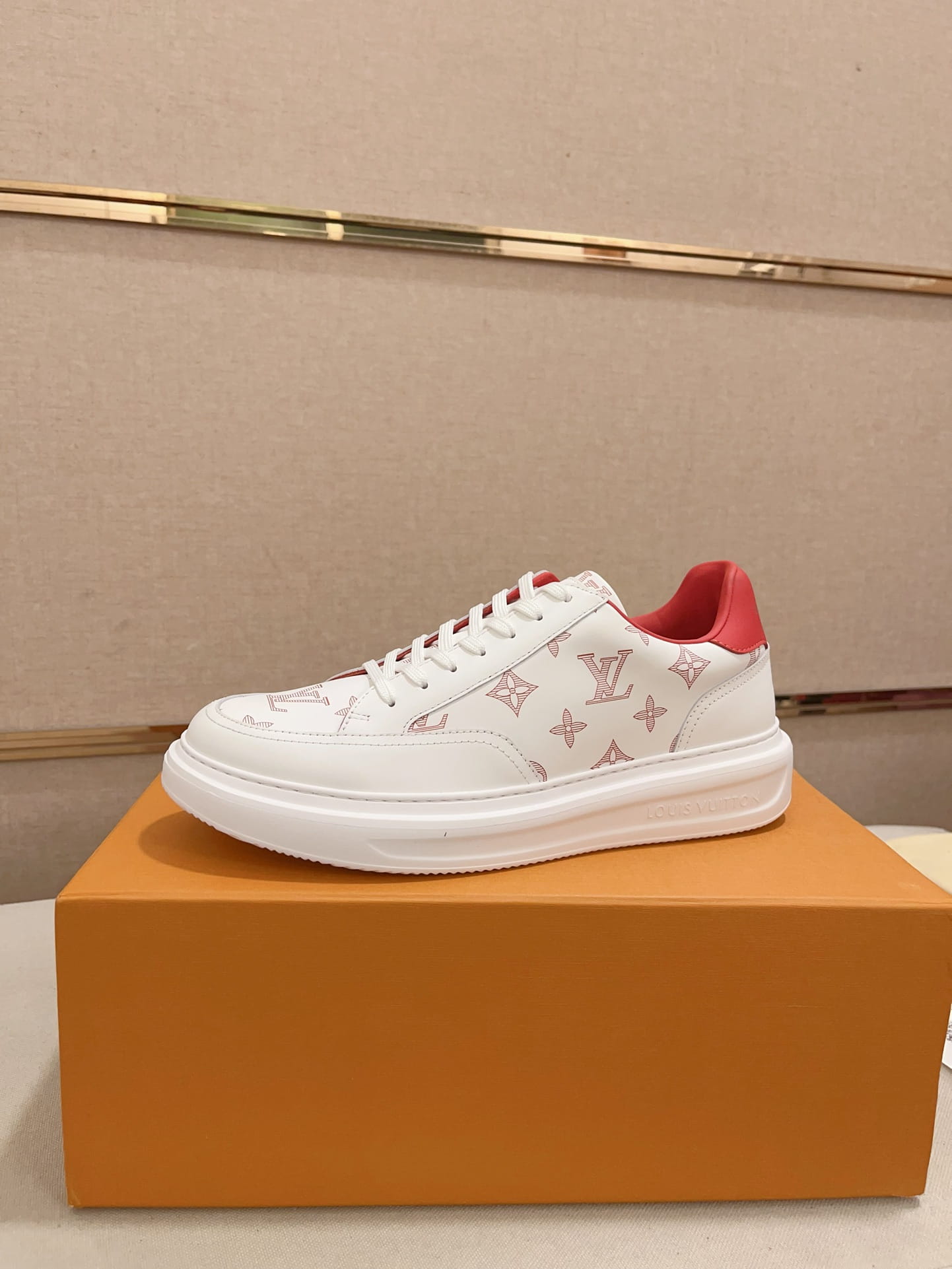 Louis Vuitton Beverly Hills White & Red Monogram Sneakers