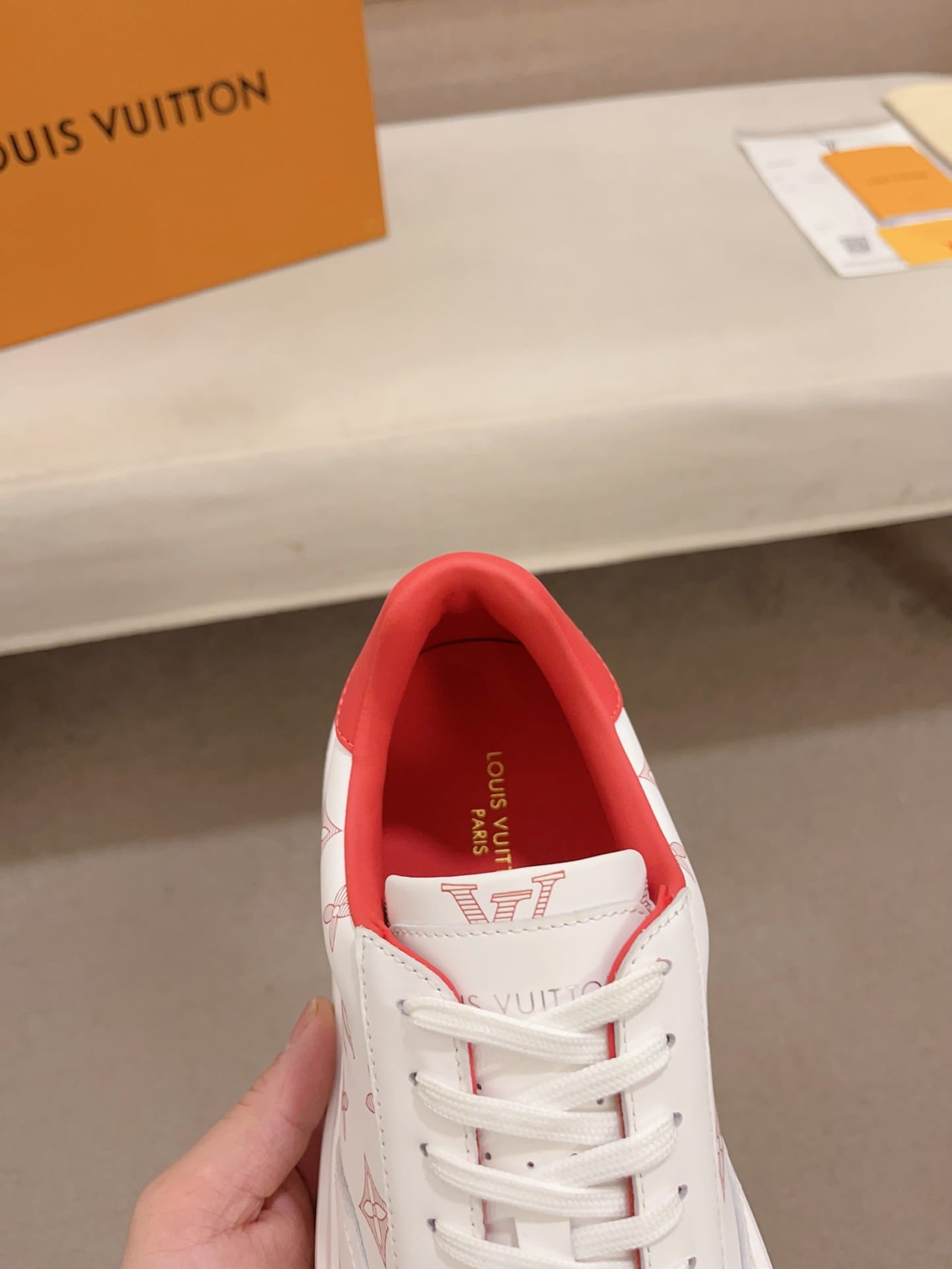 Louis Vuitton Beverly Hills White & Red Monogram Sneakers