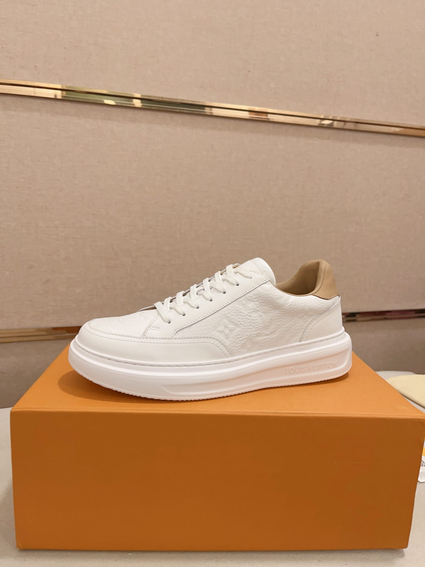 Louis Vuitton Beverly Hills White & Tan Monogram Sneakers
