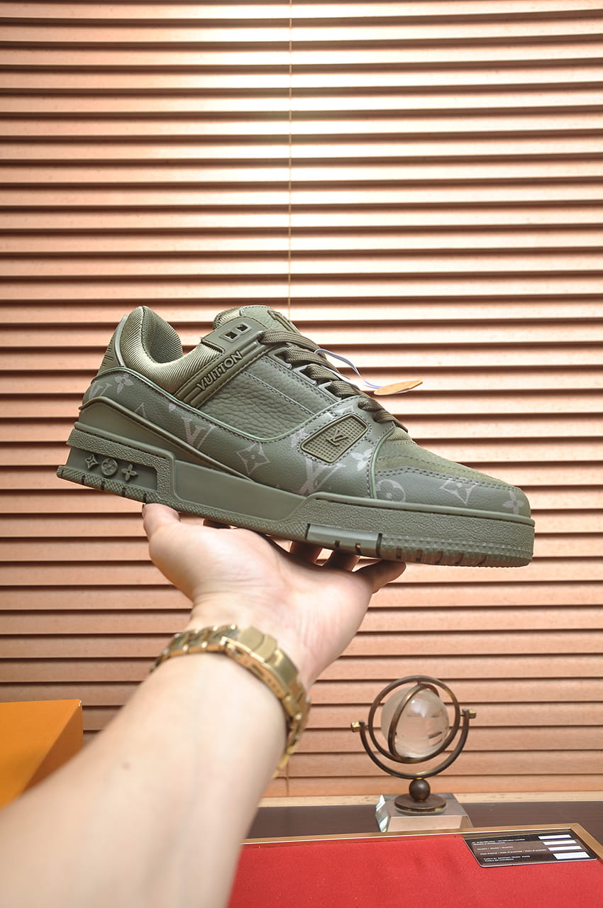 Louis Vuitton LV Trainer Monogram Sneakers in Olive Green
