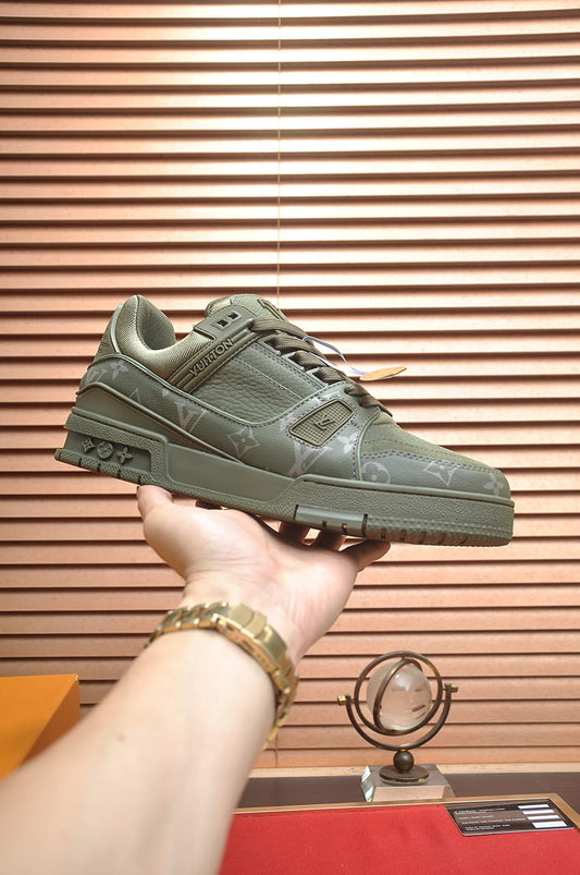 Louis Vuitton LV Trainer Monogram Sneakers in Olive Green