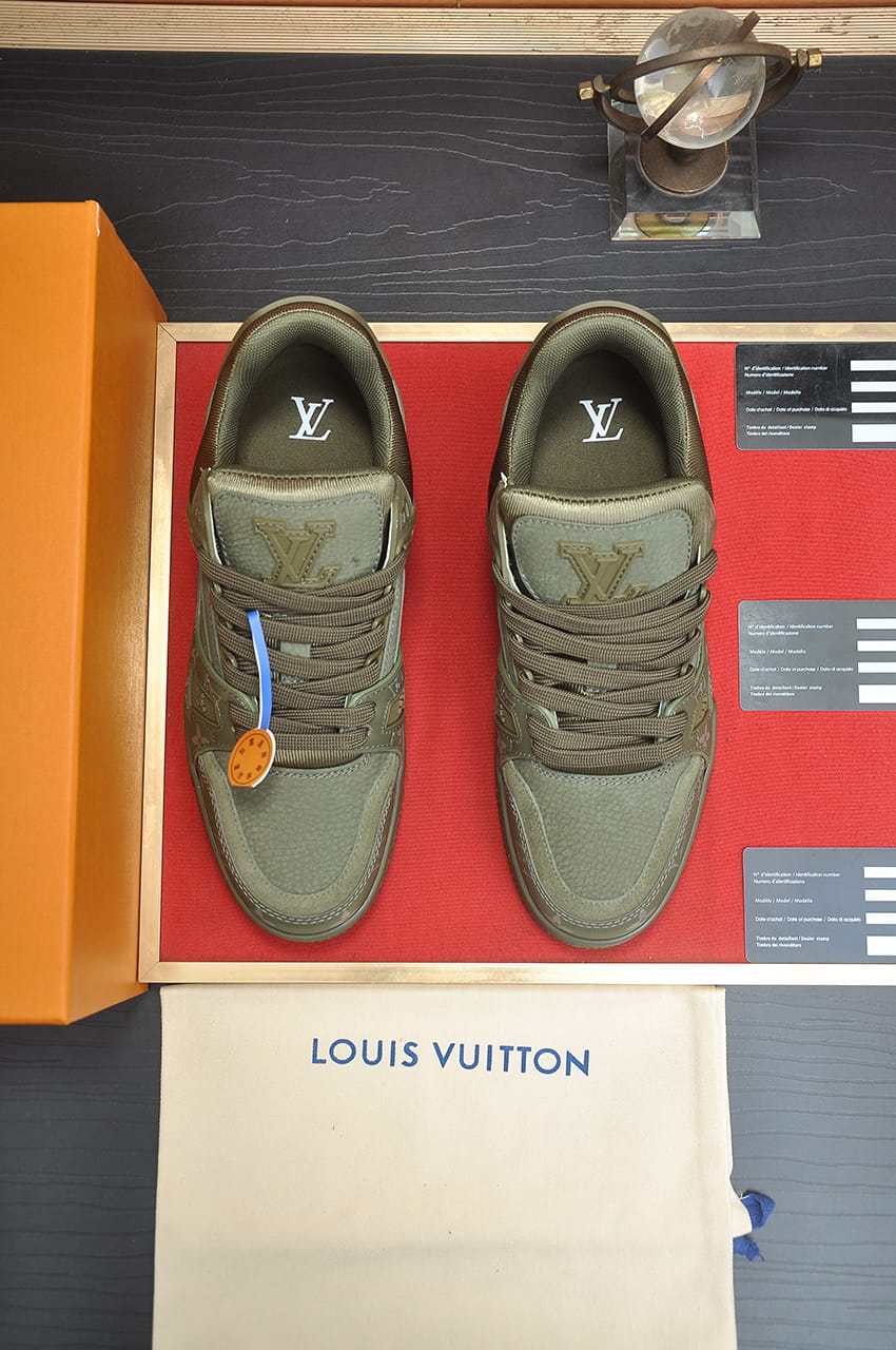 Louis Vuitton LV Trainer Monogram Sneakers in Olive Green
