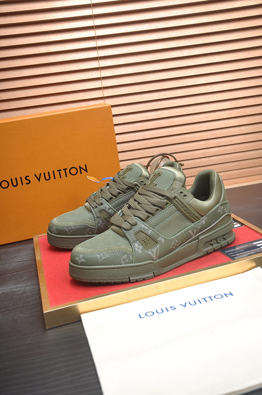 Louis Vuitton LV Trainer Monogram Sneakers in Olive Green