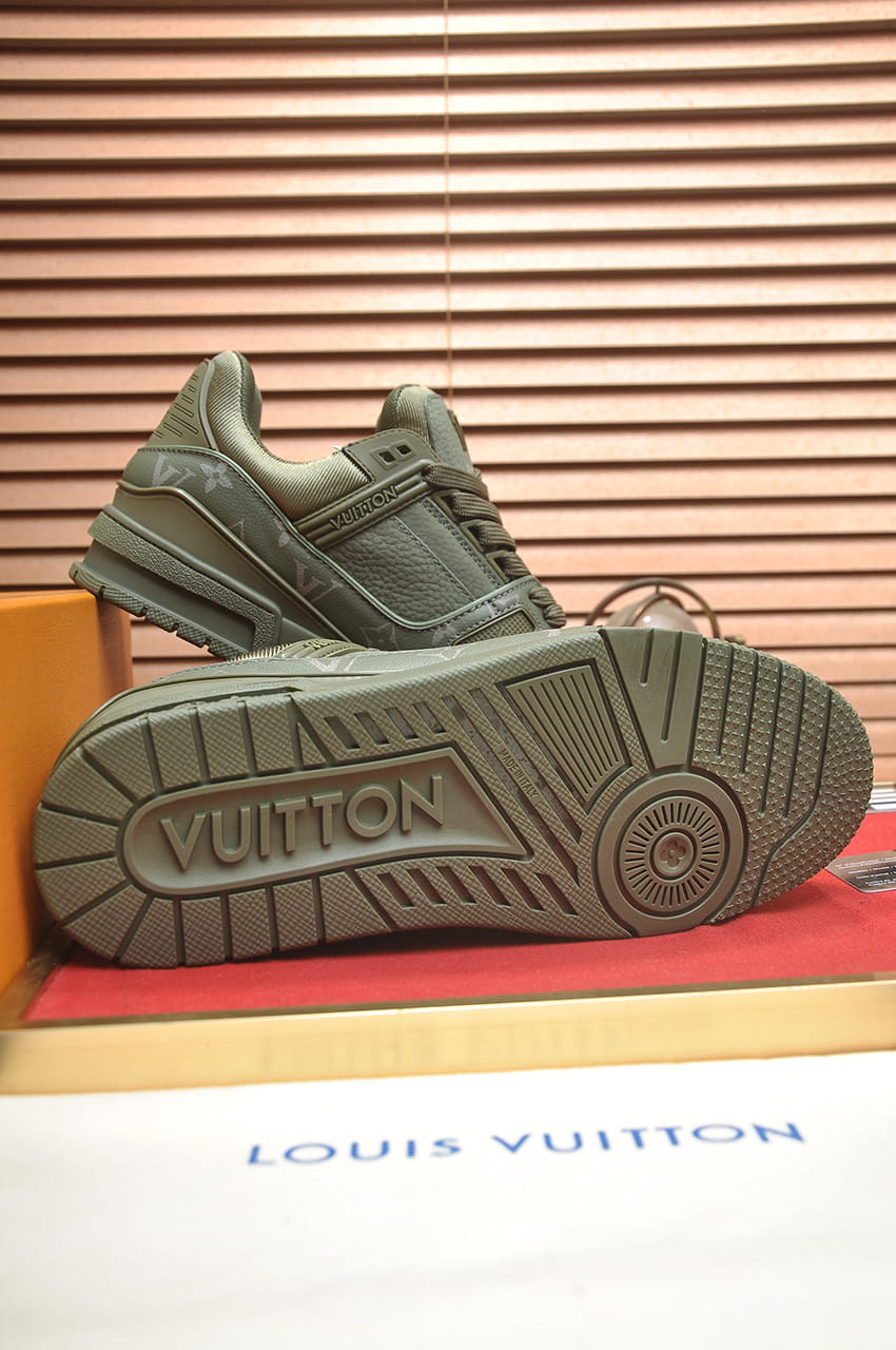 Louis Vuitton LV Trainer Monogram Sneakers in Olive Green