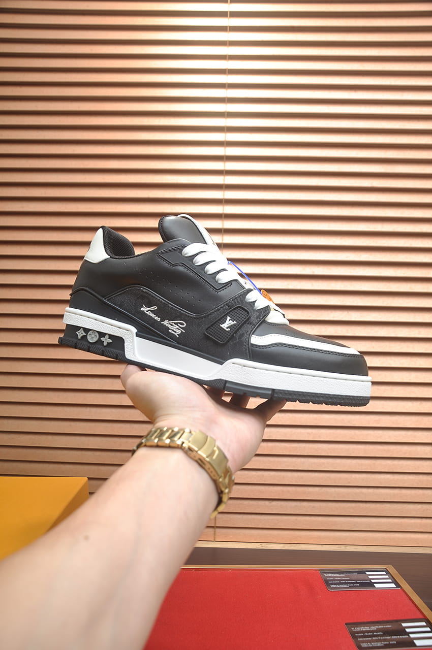 Louis Vuitton LV Trainer Sneakers in Black and White Leather