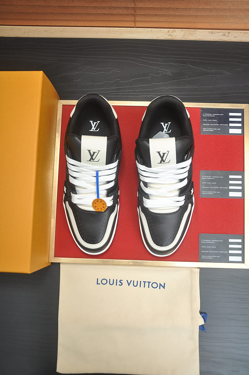 Louis Vuitton LV Trainer Sneakers in Black and White Leather