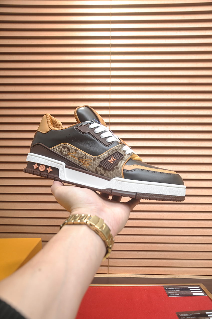 Louis Vuitton LV Trainer Sneakers in Brown and Tan Monogram Leather