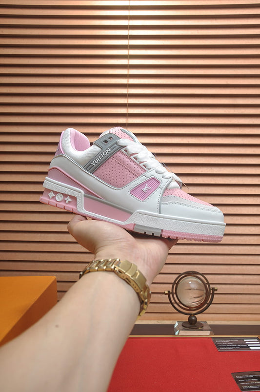 Louis Vuitton LV Trainer Sneakers in Rose Pink and White
