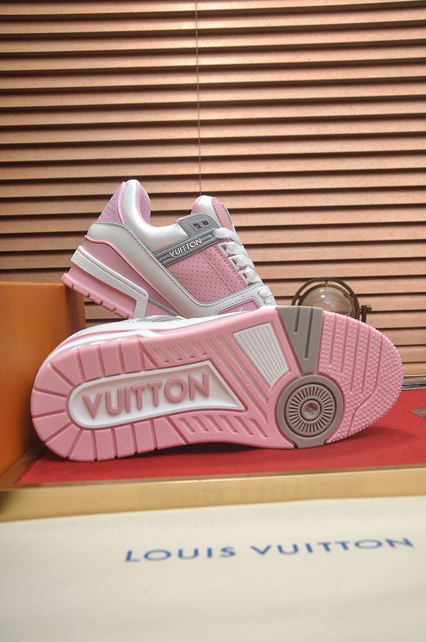 Louis Vuitton LV Trainer Sneakers in Rose Pink and White