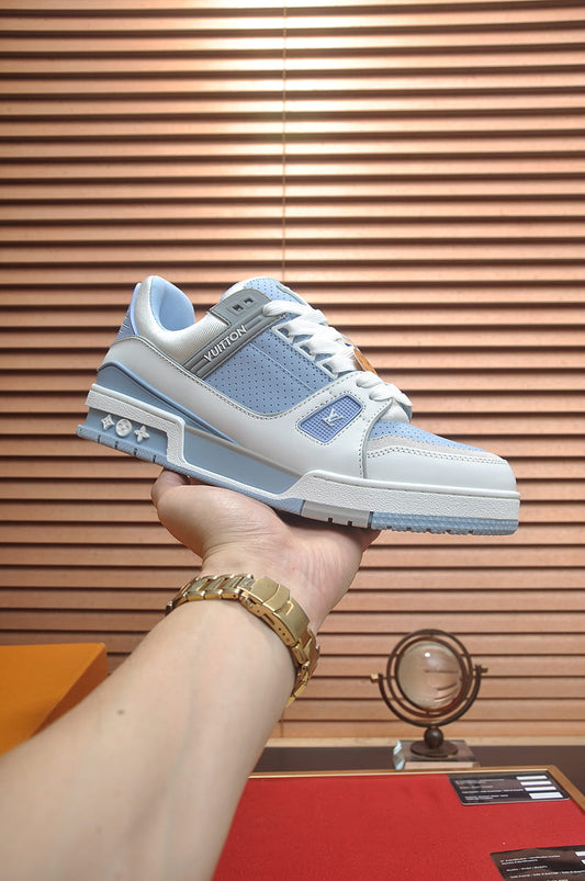 Louis Vuitton LV Trainer Sneakers in Sky Blue and White