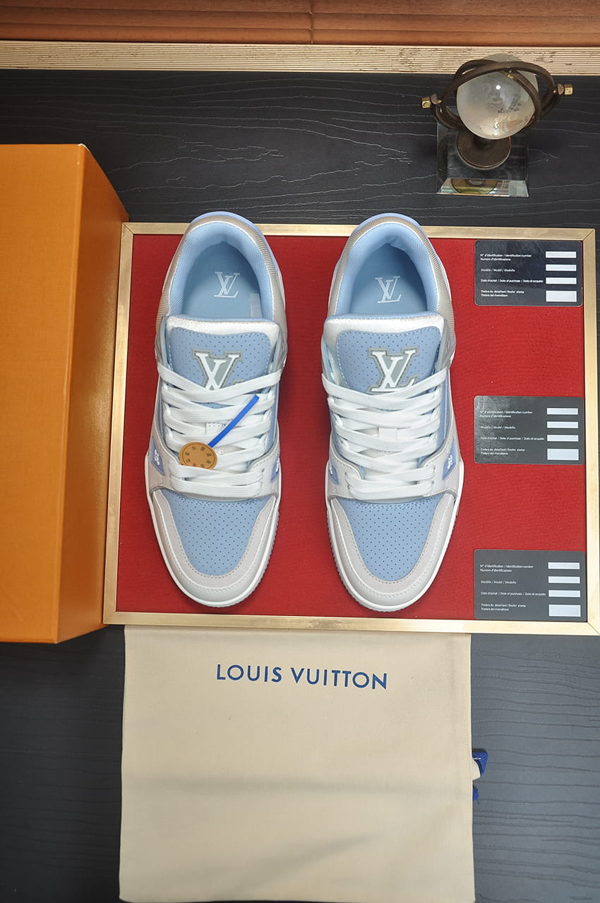 Louis Vuitton LV Trainer Sneakers in Sky Blue and White