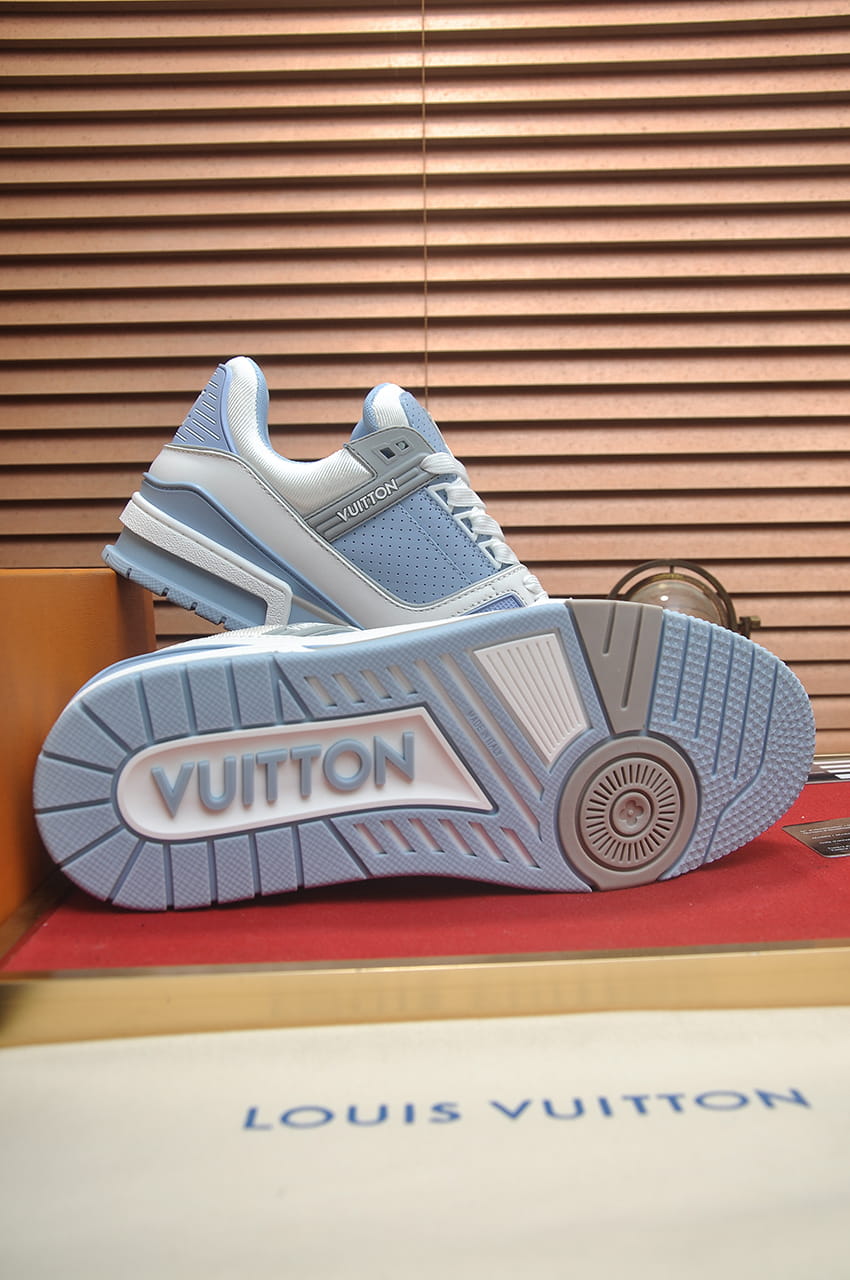 Louis Vuitton LV Trainer Sneakers in Sky Blue and White