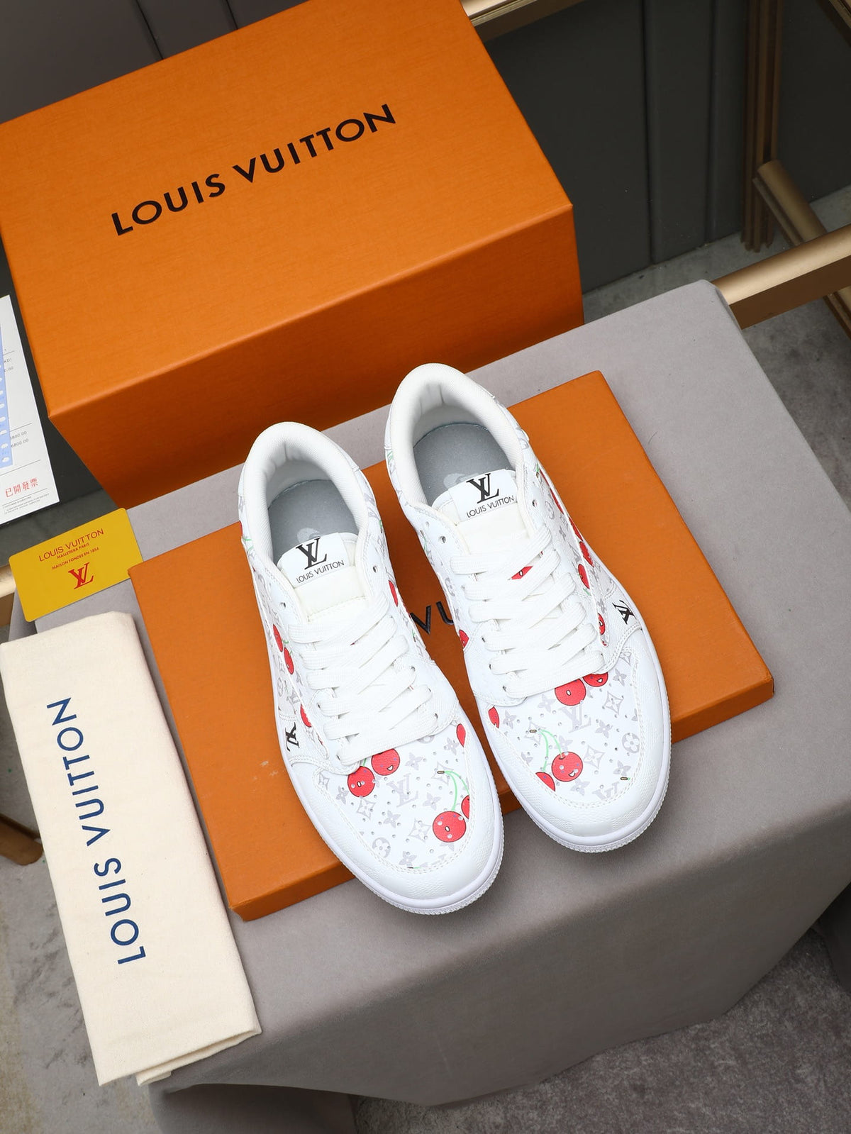Louis Vuitton x Takashi Murakami Cherry White Low-Top Sneakers