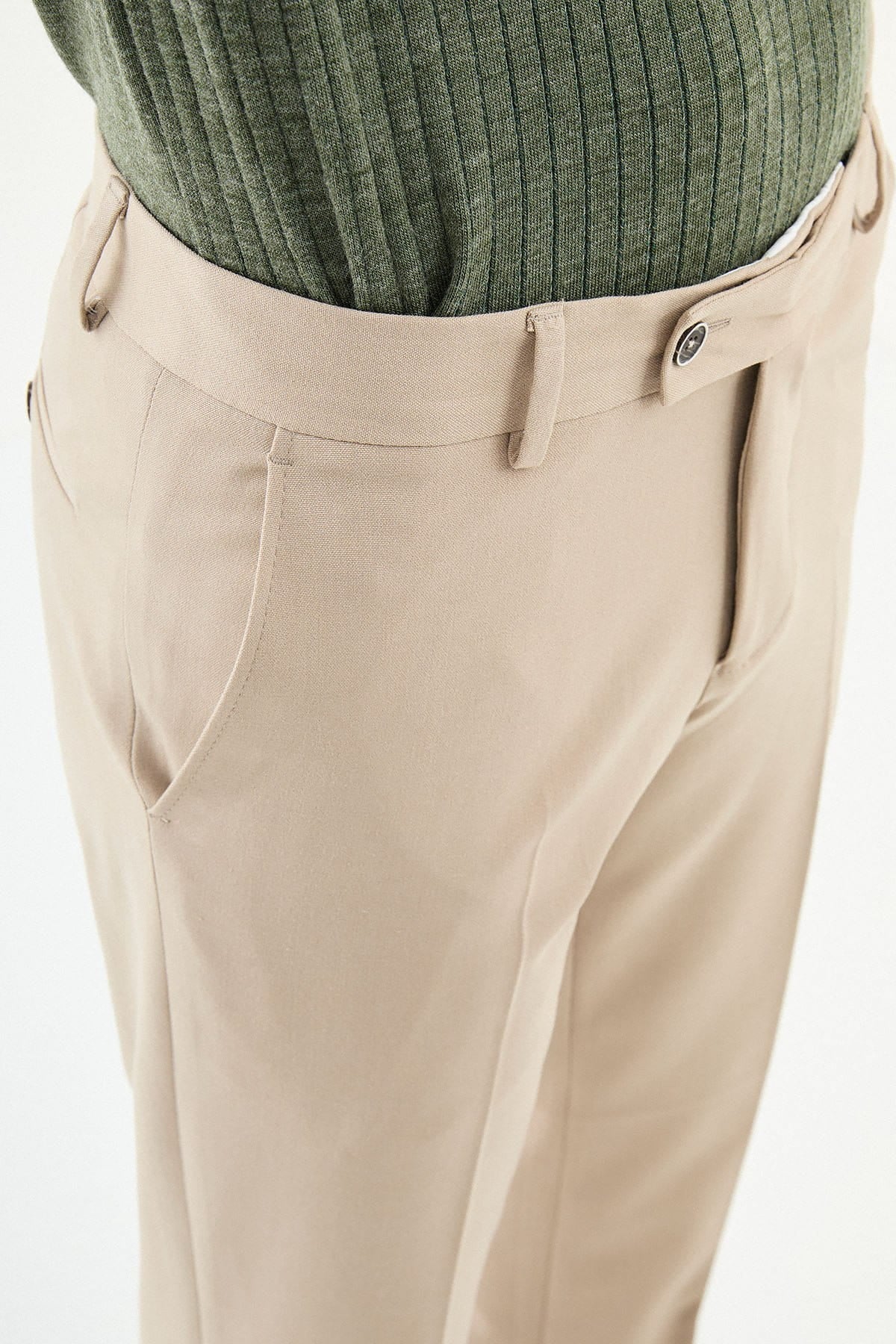 Men’s Beige Slim Fit Formal Trousers