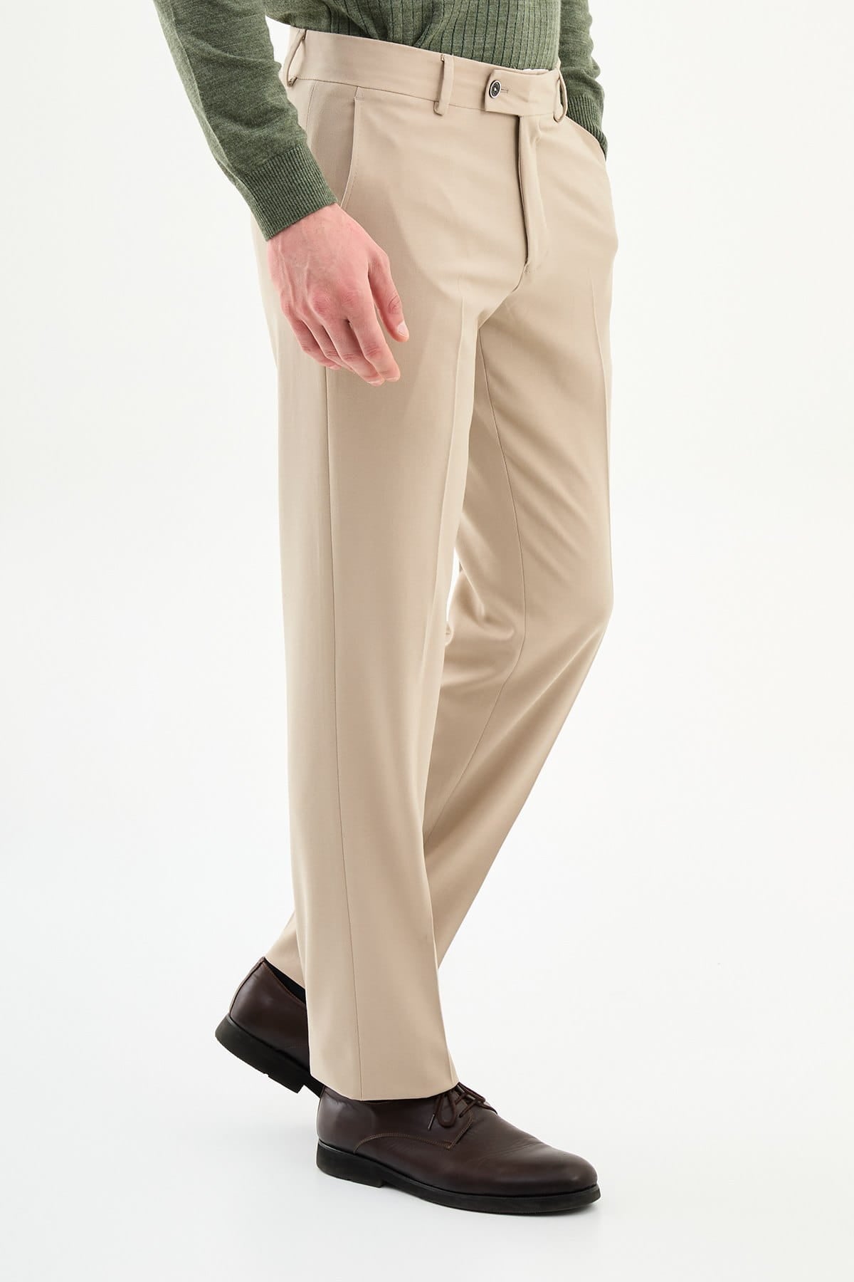 Men’s Beige Slim Fit Formal Trousers